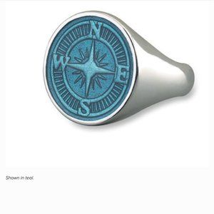 LOLA COMPASS ROSE RING (size 7) - LIGHT BLUE